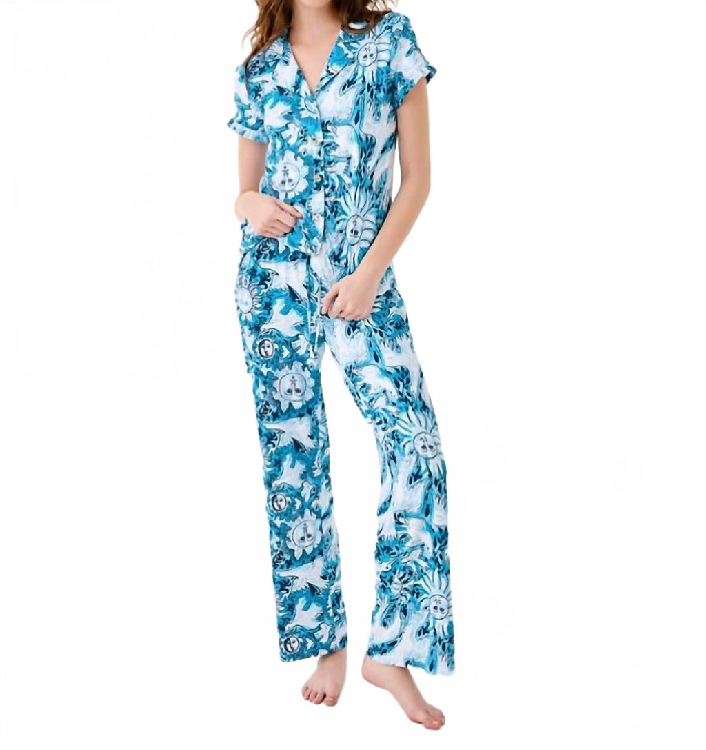 Pj Knit Pant In Bellevue Blue Lilly Gulls