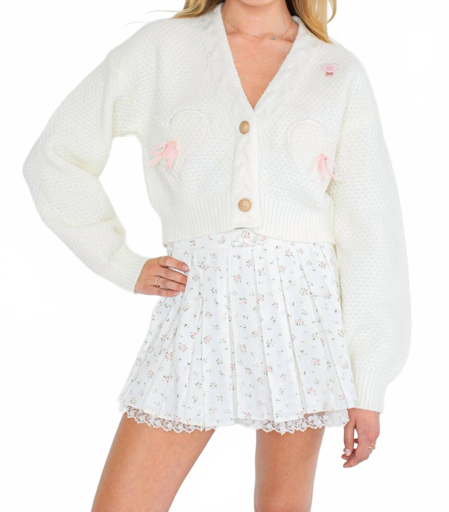 Aspen Long Sleeve V-Neck Cardigan In White