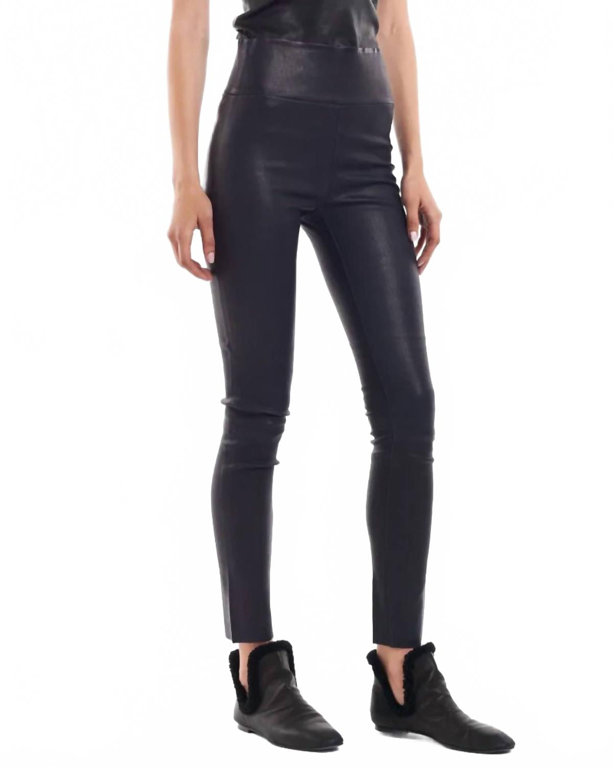 Leather Ankle Legging In Navy
