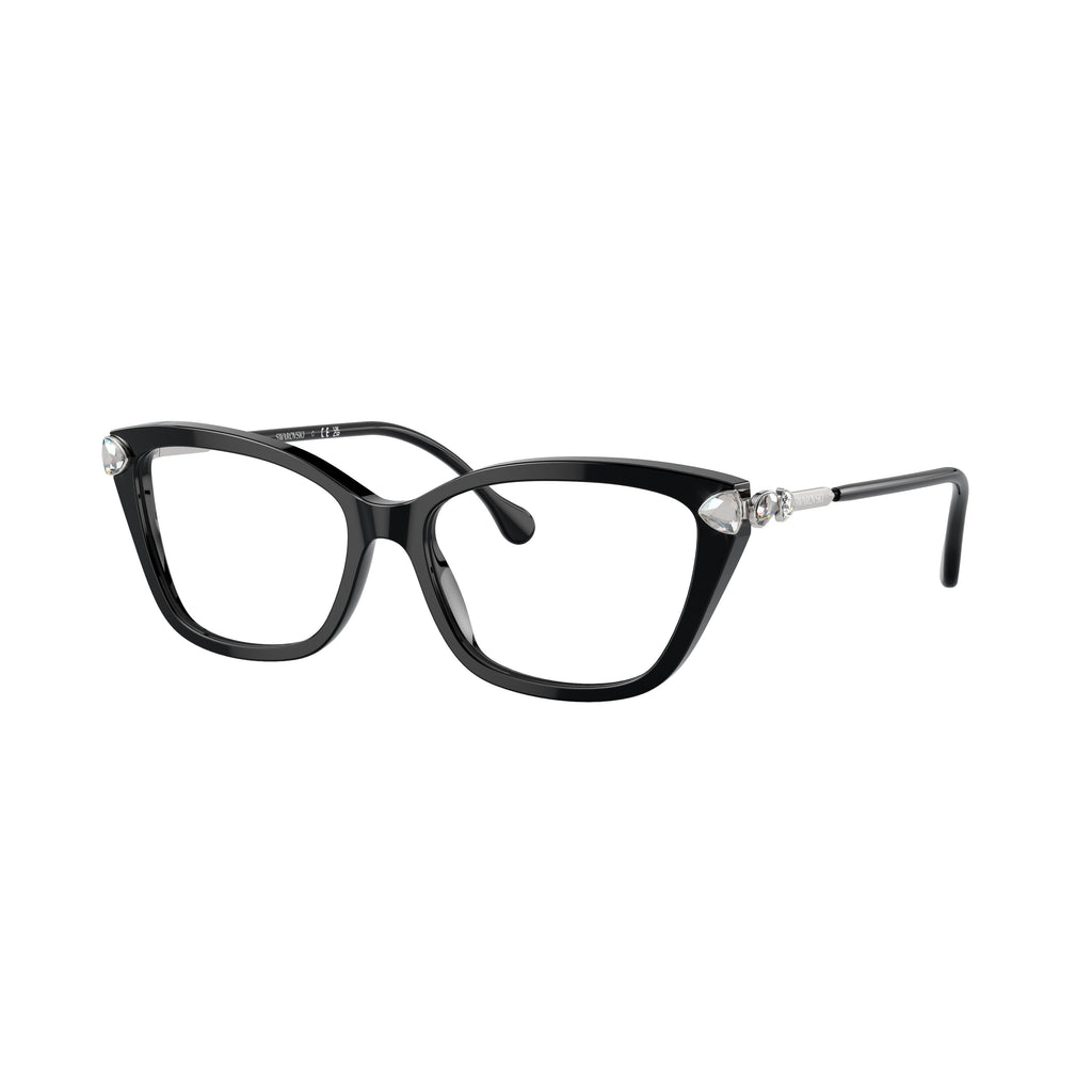 0Sk2011 Black Acetate Cat-Eye Eyeglasses with Crystal Accents