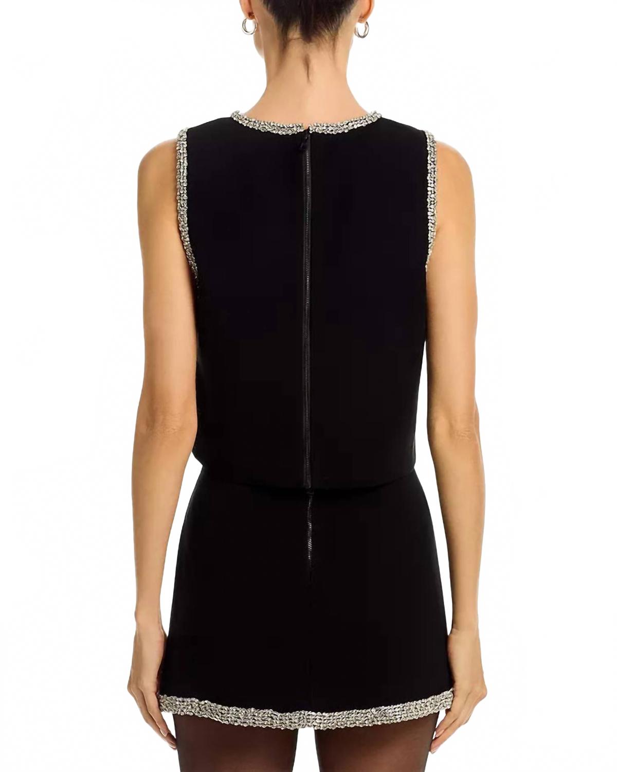 Amal Embellished Boxy Tank Top In Black