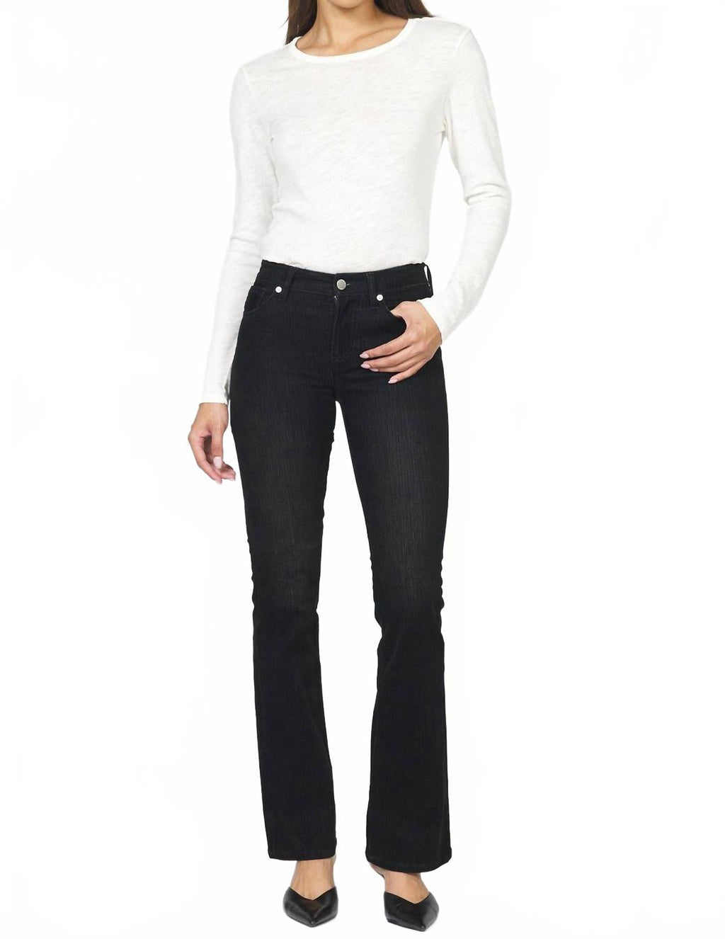 Jaxtyn Suede Bootcut Jean In Black