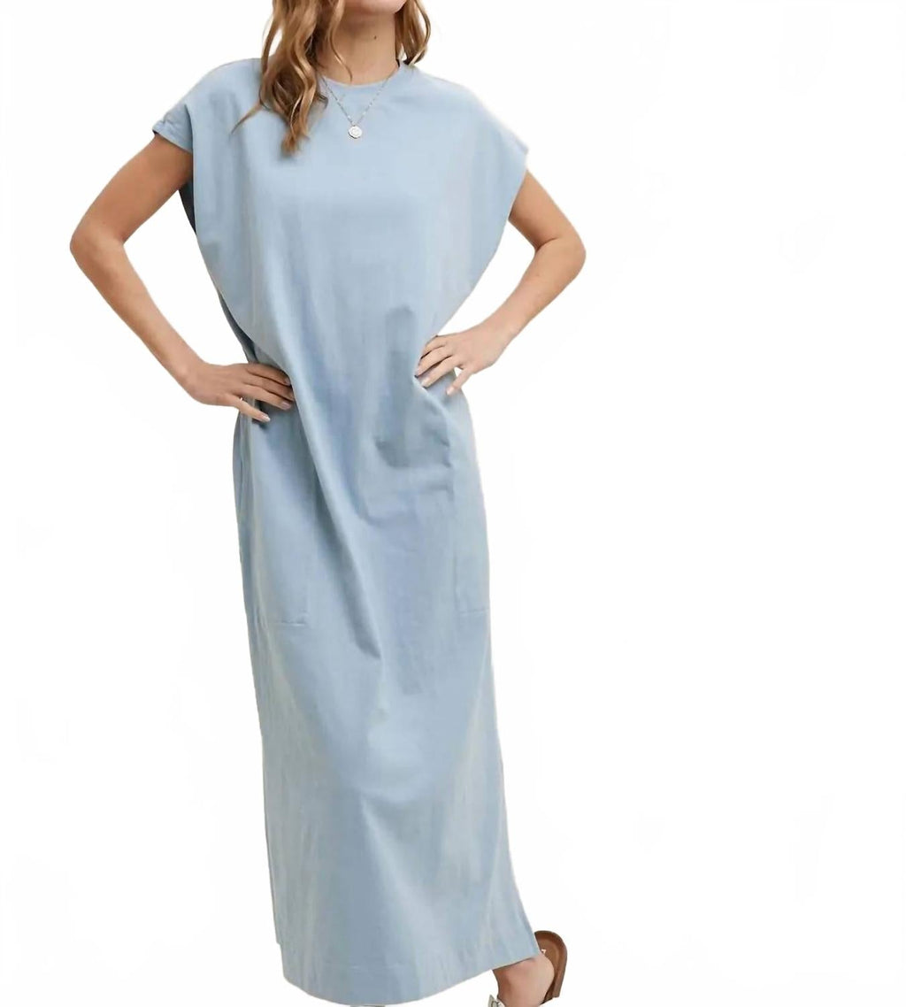 Tee Shirt Midi Dress In Slate Blue