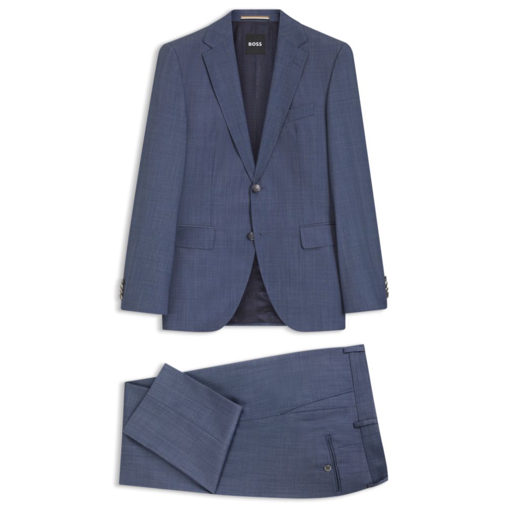 Two-piece regular-fit suit in virgin wool and silk