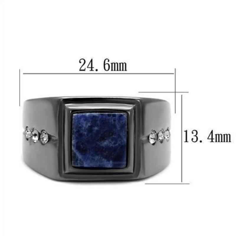 IP Light Black Stainless Steel Ring with Blue Sand in Montana