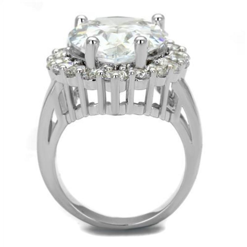 Rhodium Brass Ring with AAA Grade CZ in Clear