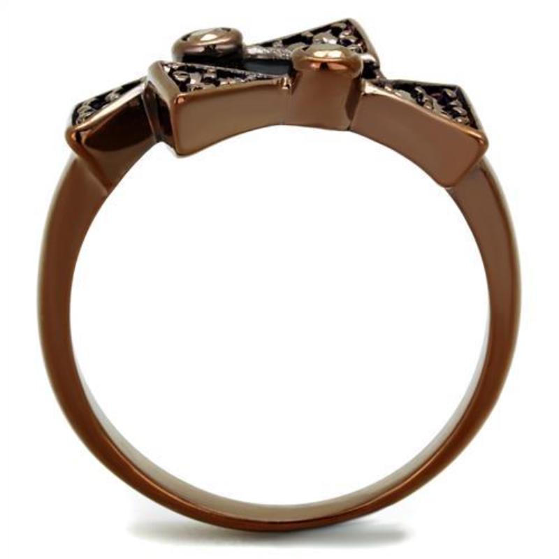IP Coffee light Brass Ring with AAA Grade CZ in Light Coffee