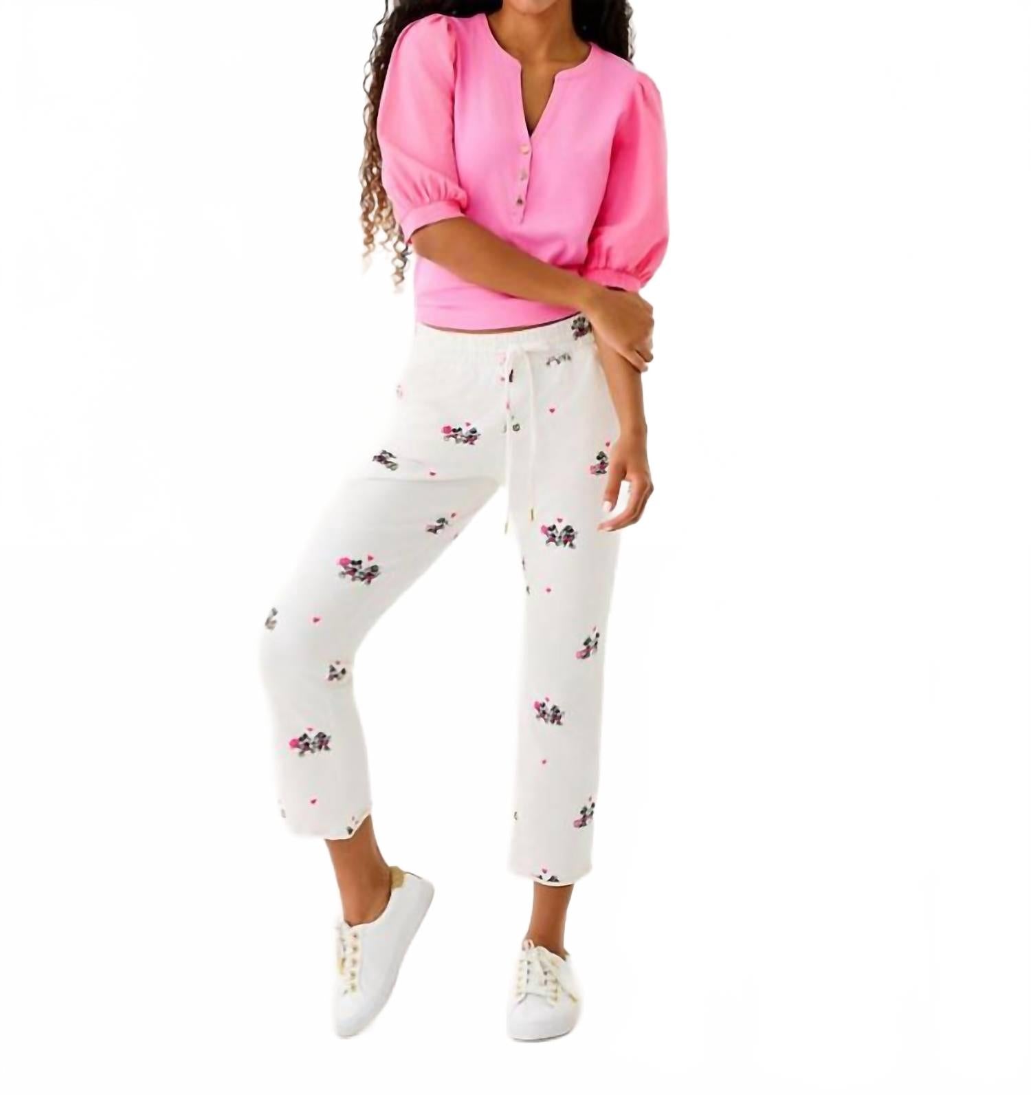 Playa Crop Terry Pant In Coconut Disney Half Drop