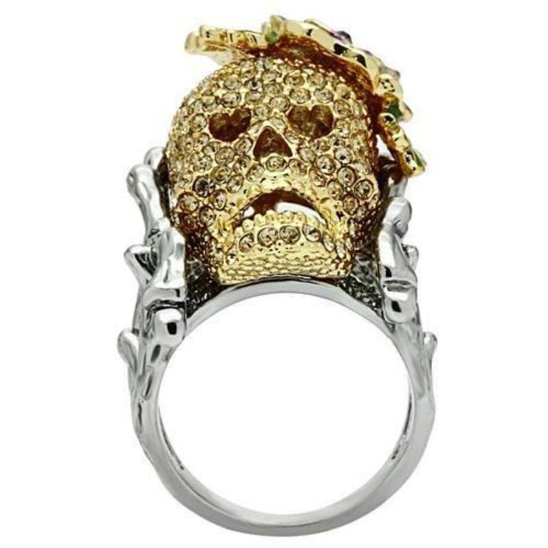 Gold+Ruthenium White Metal Ring with Top Grade Crystal in Citrine Yellow