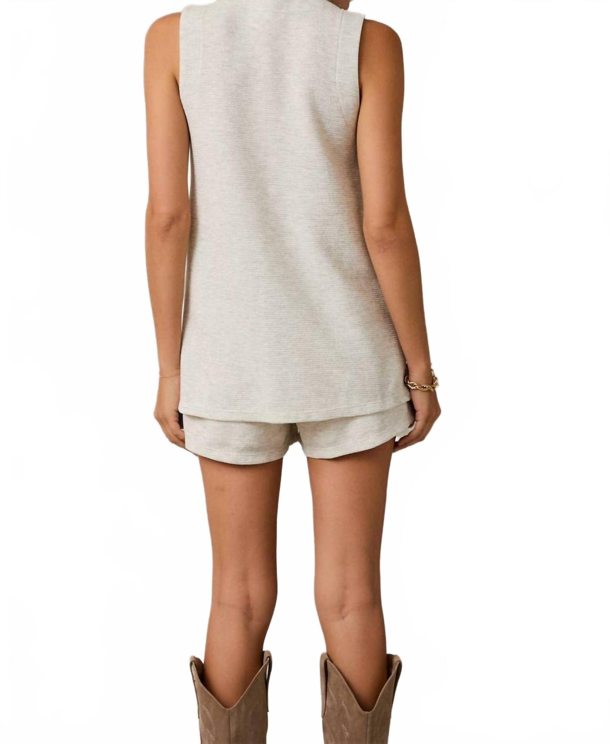 V-Neck Sleeveless Tunic Top In Melange