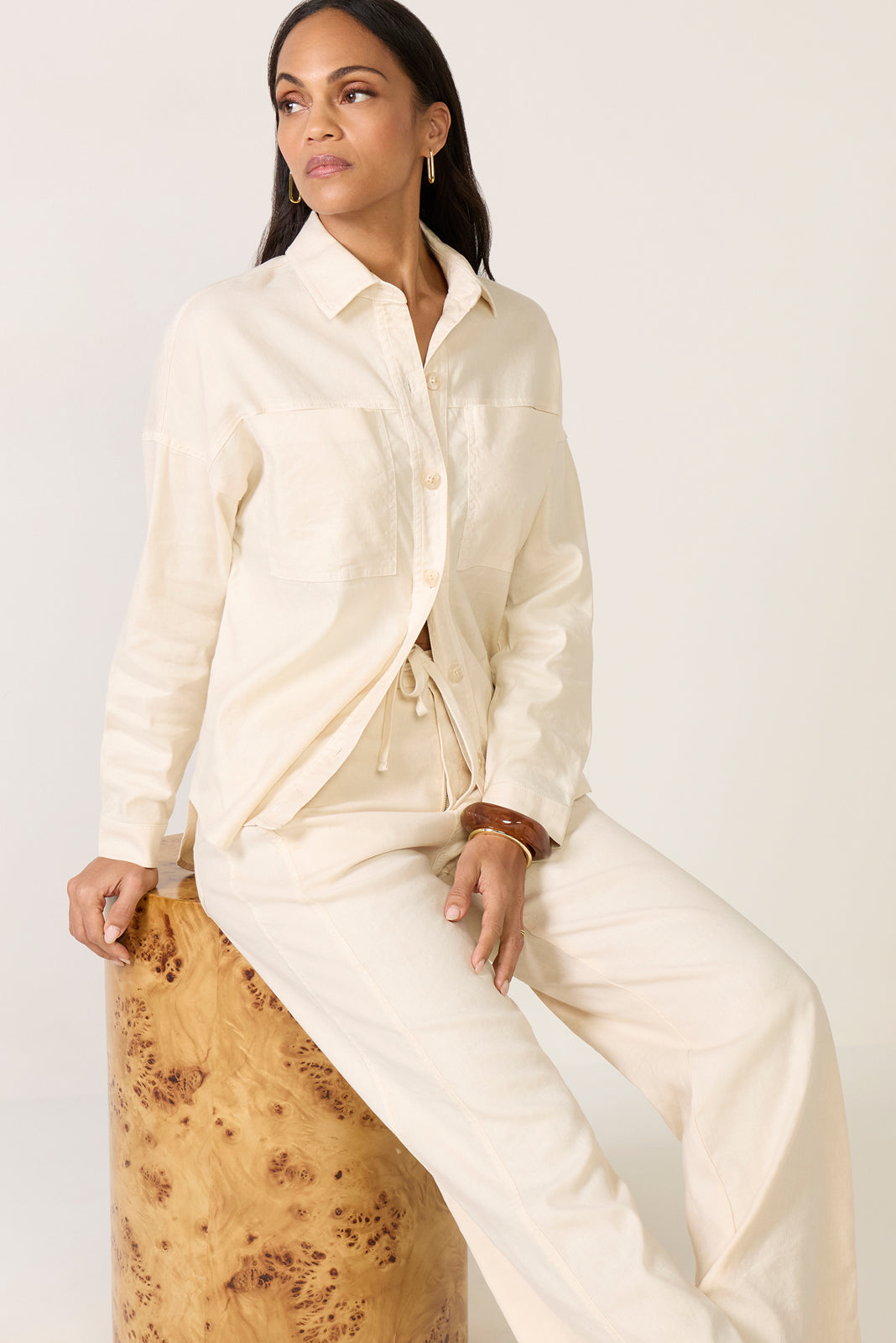 Women's Frankie Stretch Linen Long Shacket