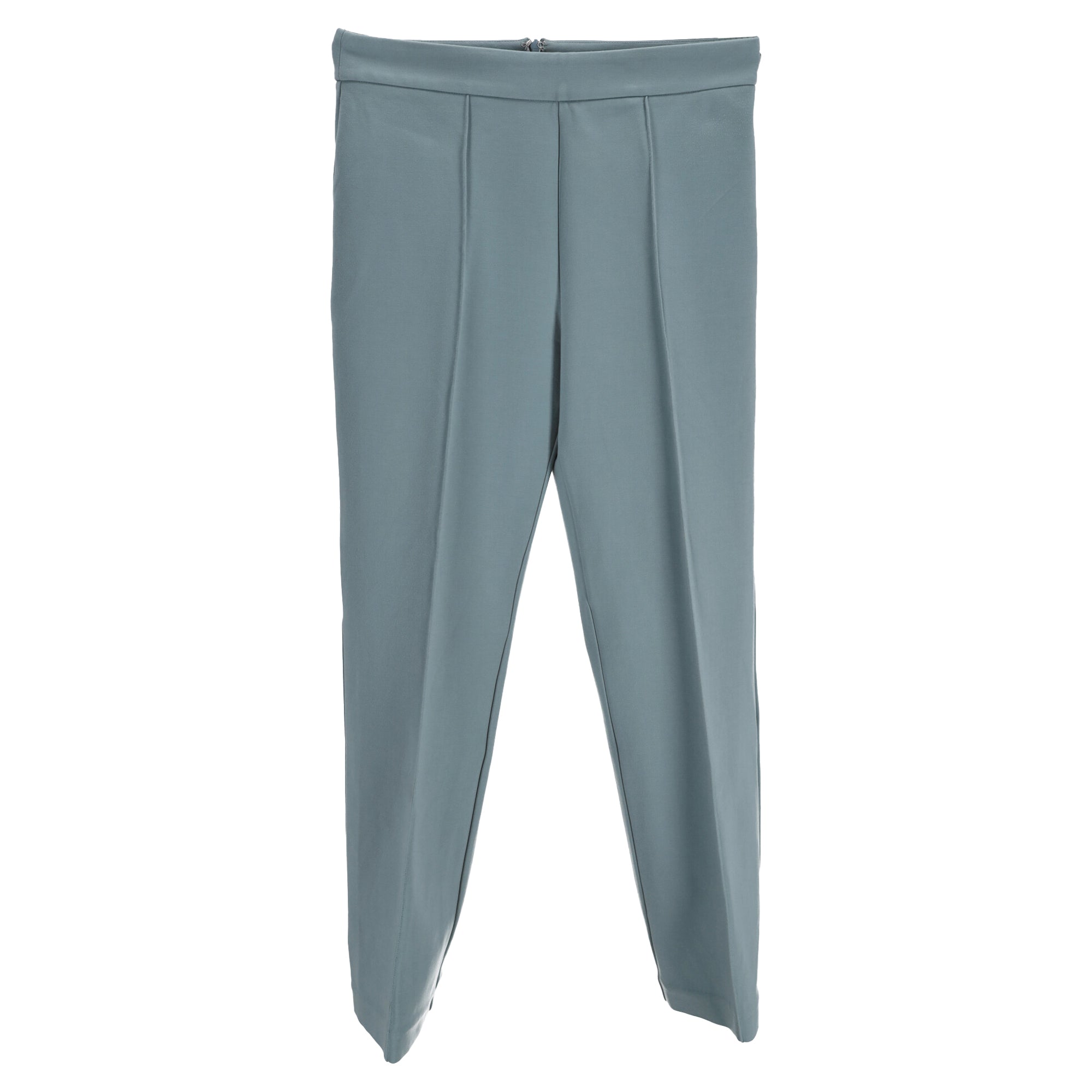 Staud Straight-Leg Trousers in Blue Rayon