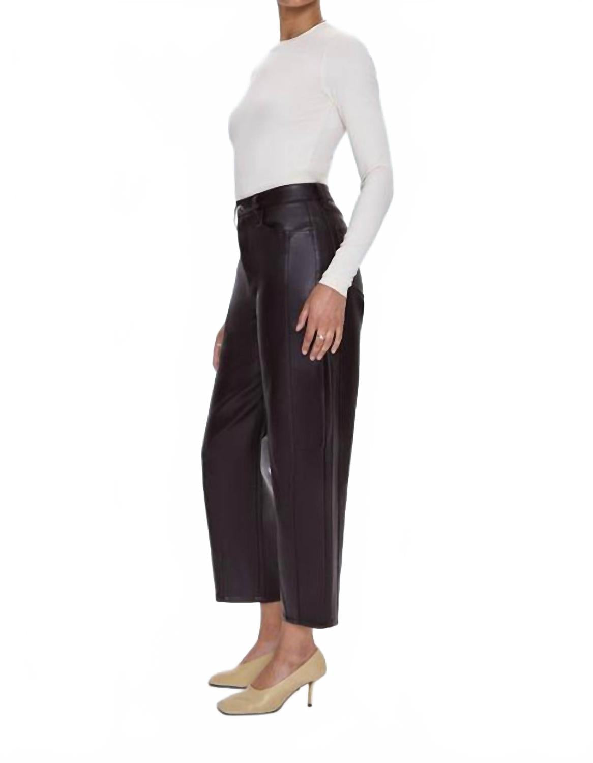 Eli Barrel Faux Leather Pants In French Roast