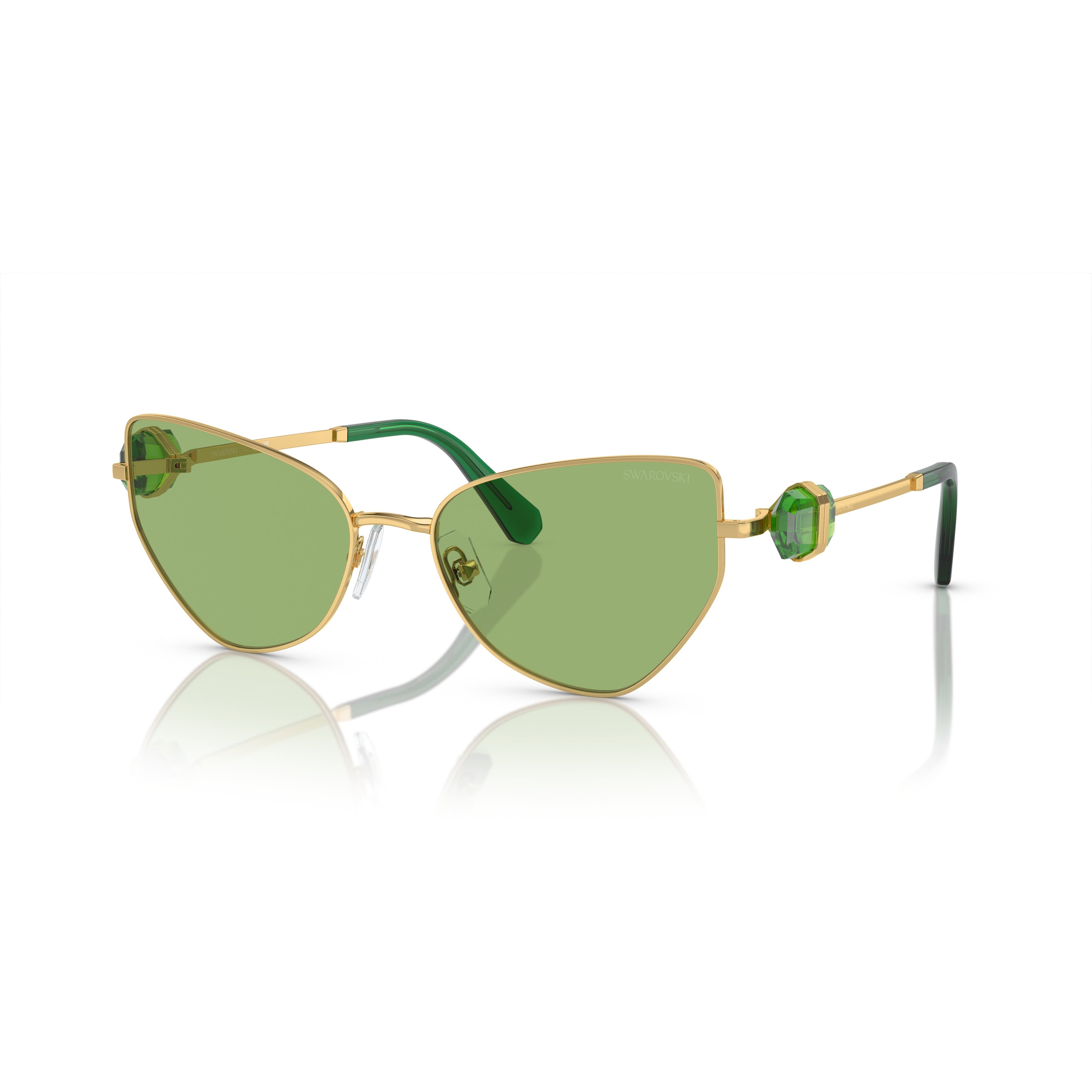0Sk7003 Cat-Eye Sunglasses with Green Tinted Lenses