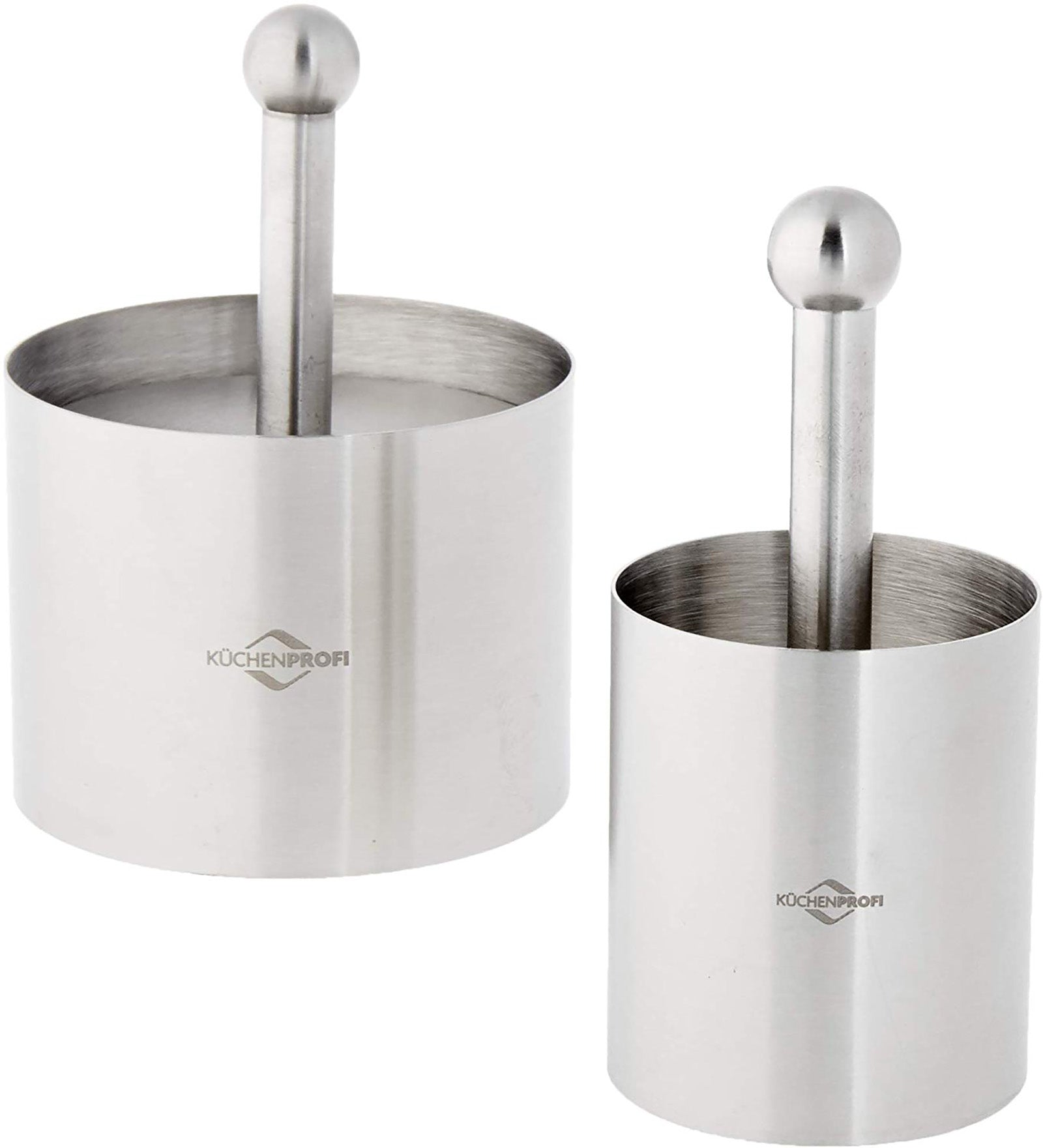 Kuchenprofi Stainless Steel 6-Piece Food Mold Forming Rings with Tamper/Pushers, Silver