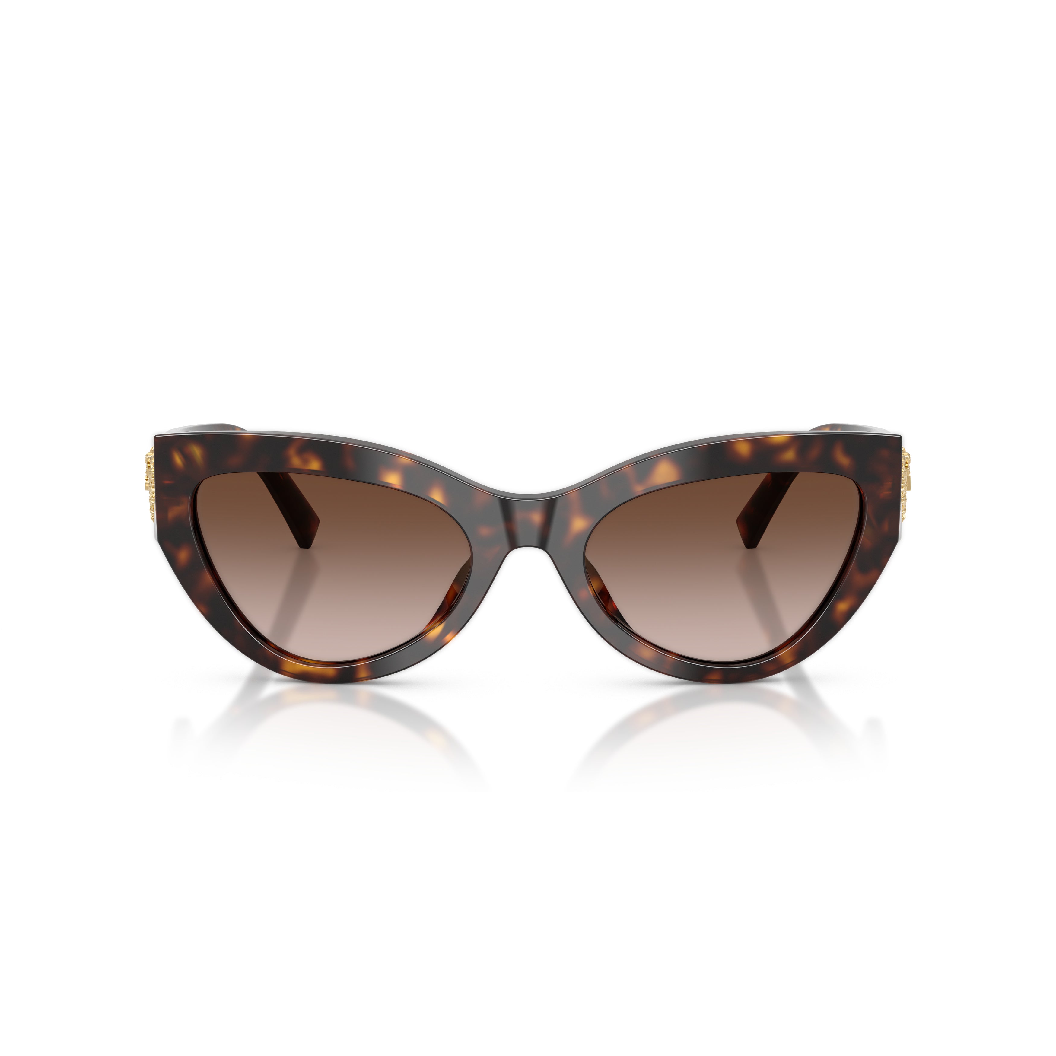 Cat-Eye Sunglasses With Tortoiseshell Frame And Gold Embellishments