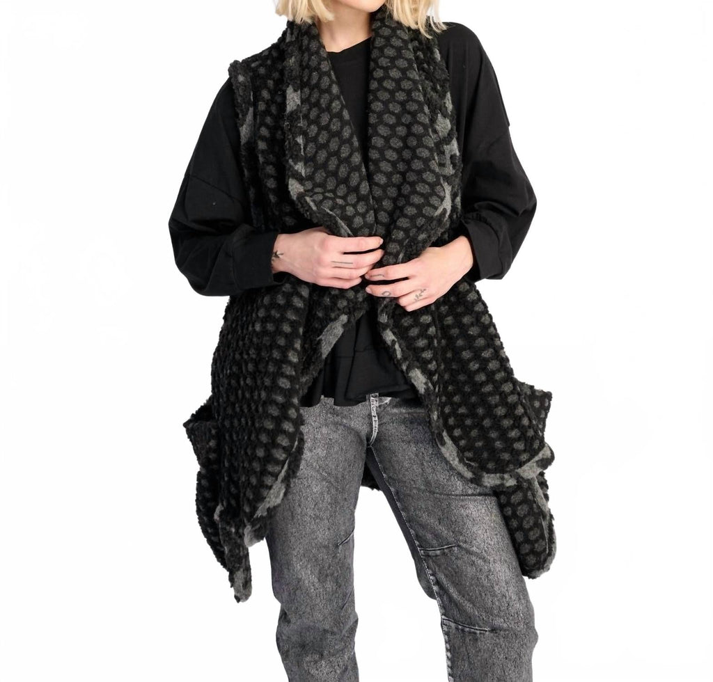 Ashen Cozy Draped Vest In Net