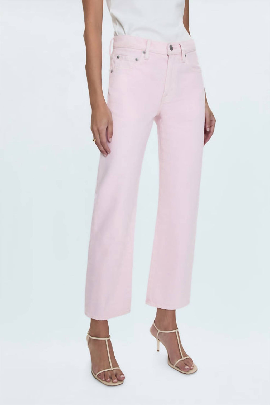 Lexi Mid Rise Bowed Leg Jeans In Blush