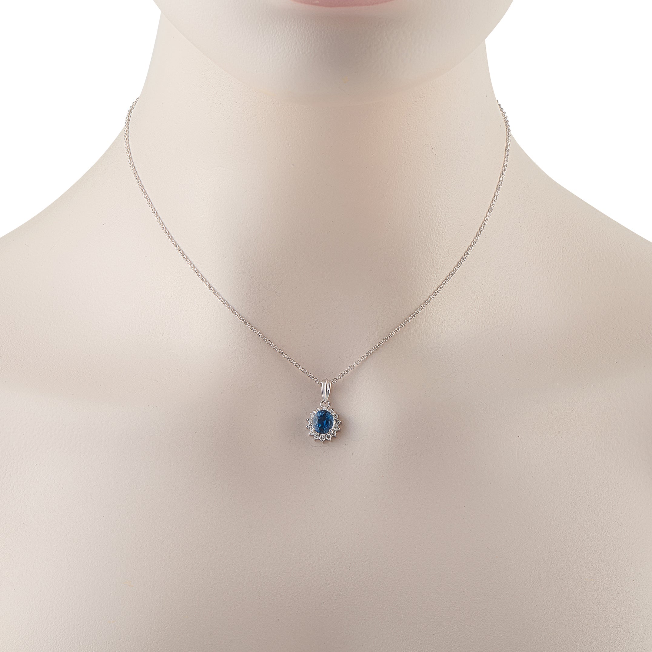 LB Exclusive Platinum 0.27ct Diamond and Sapphire Pendant Necklace MF27-041426