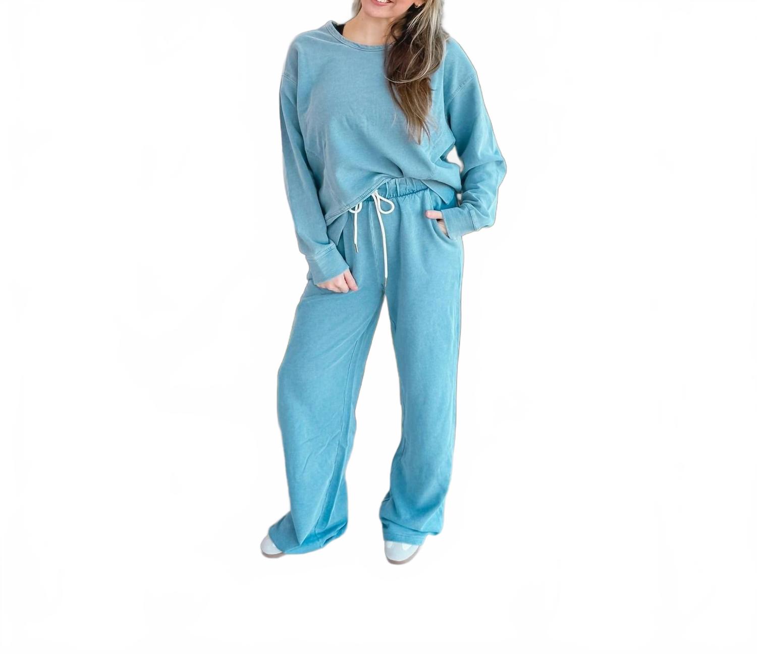 Terry Denim Long Sleeves Top In Blue