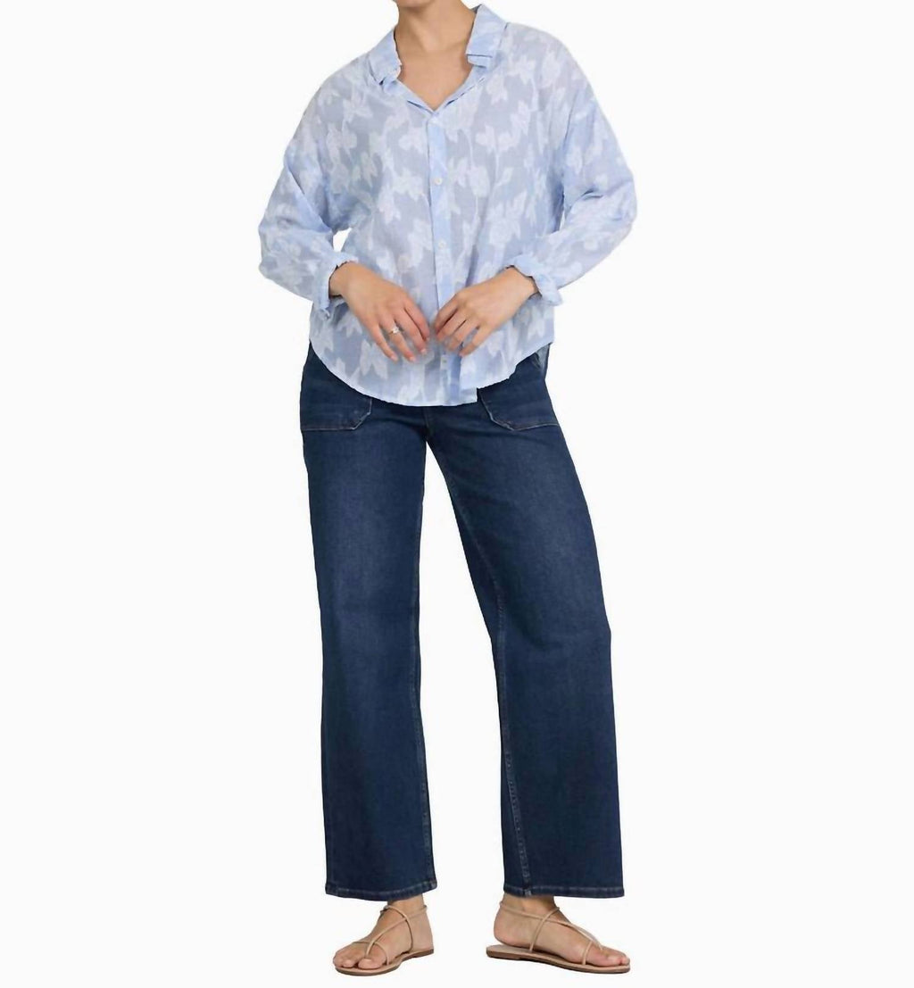 Adrianna Burnout Top In Blue Floral