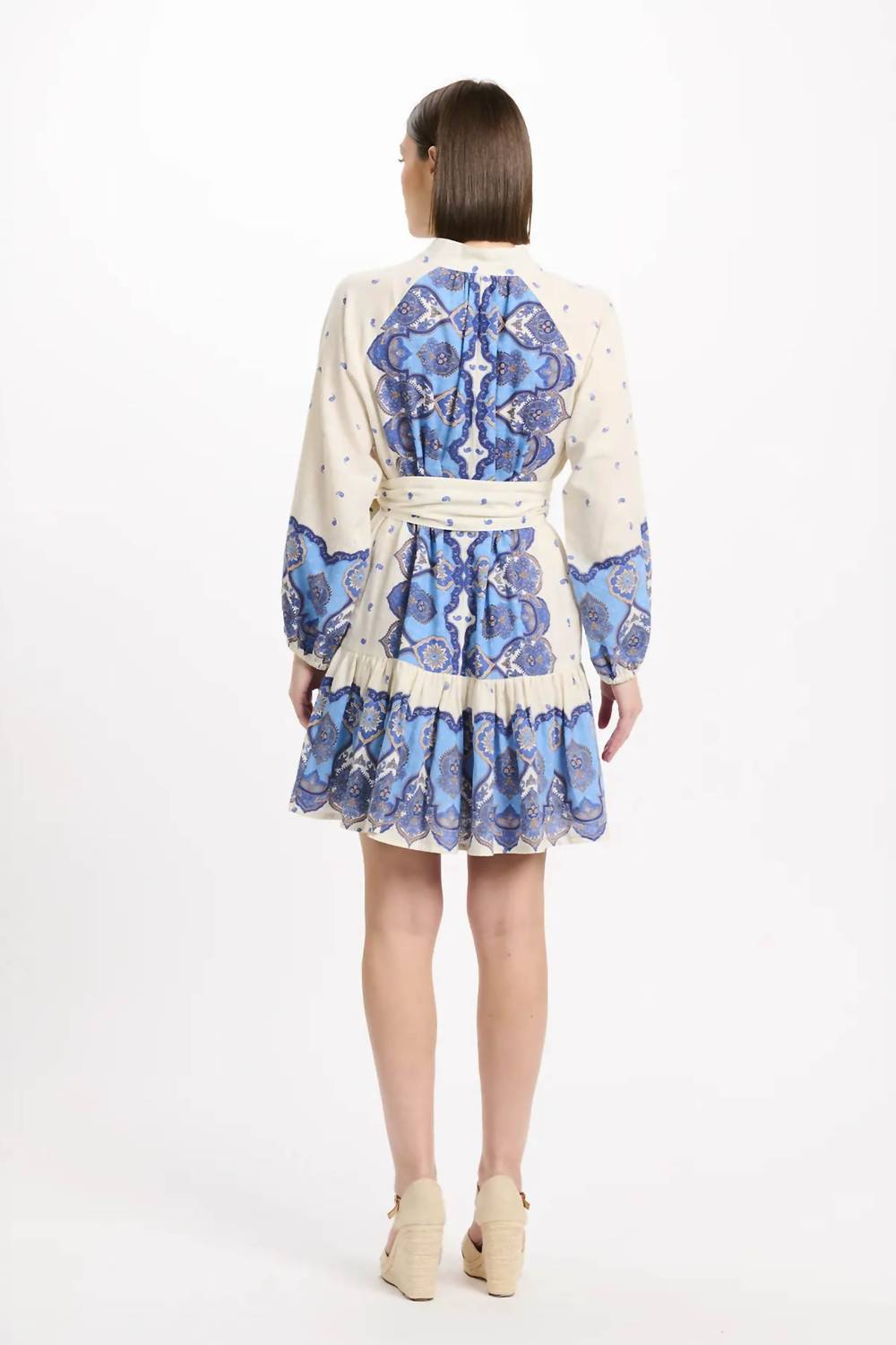 Danae Mini Dress In Blue Paisley Print