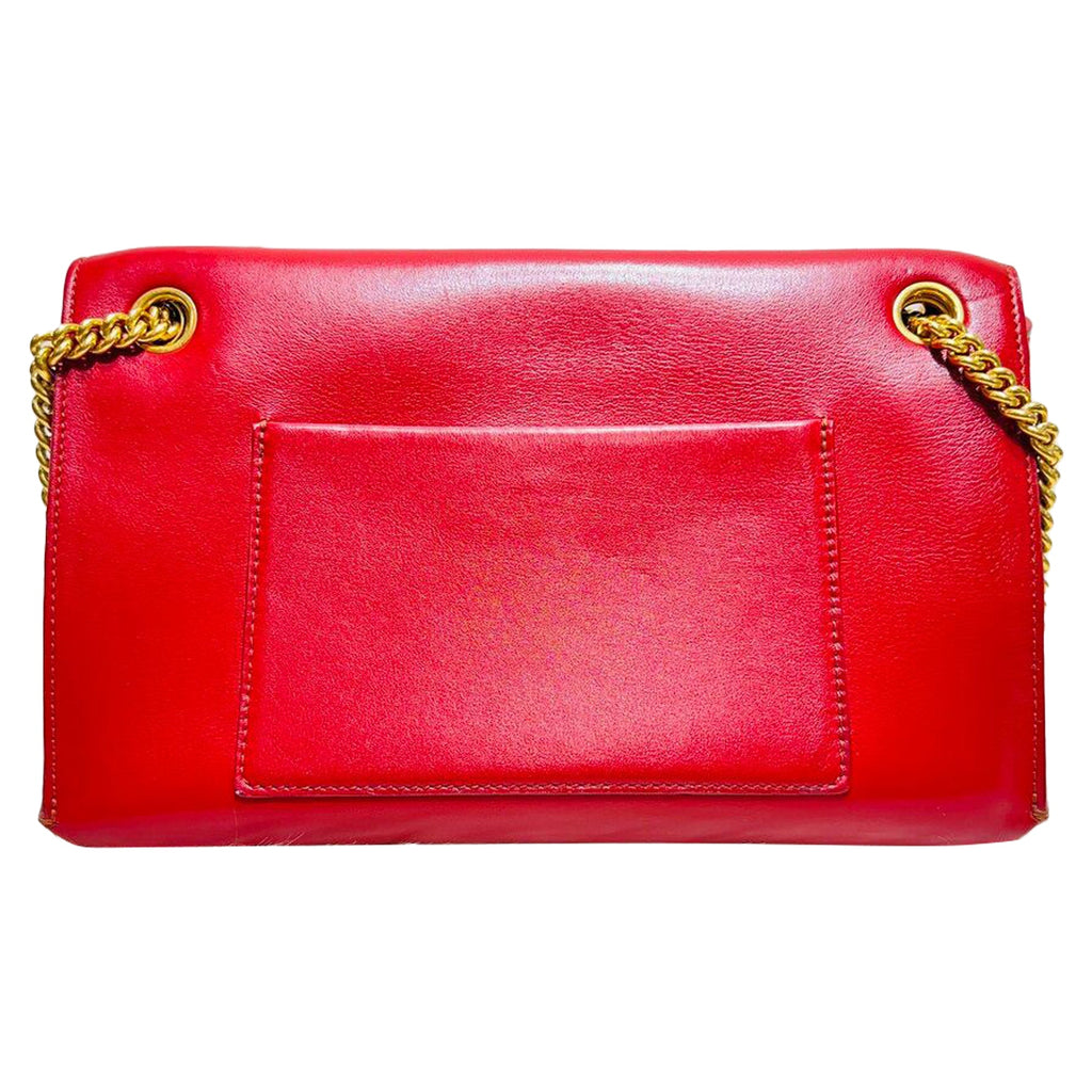 Red Chain Flap Shoulder Bag