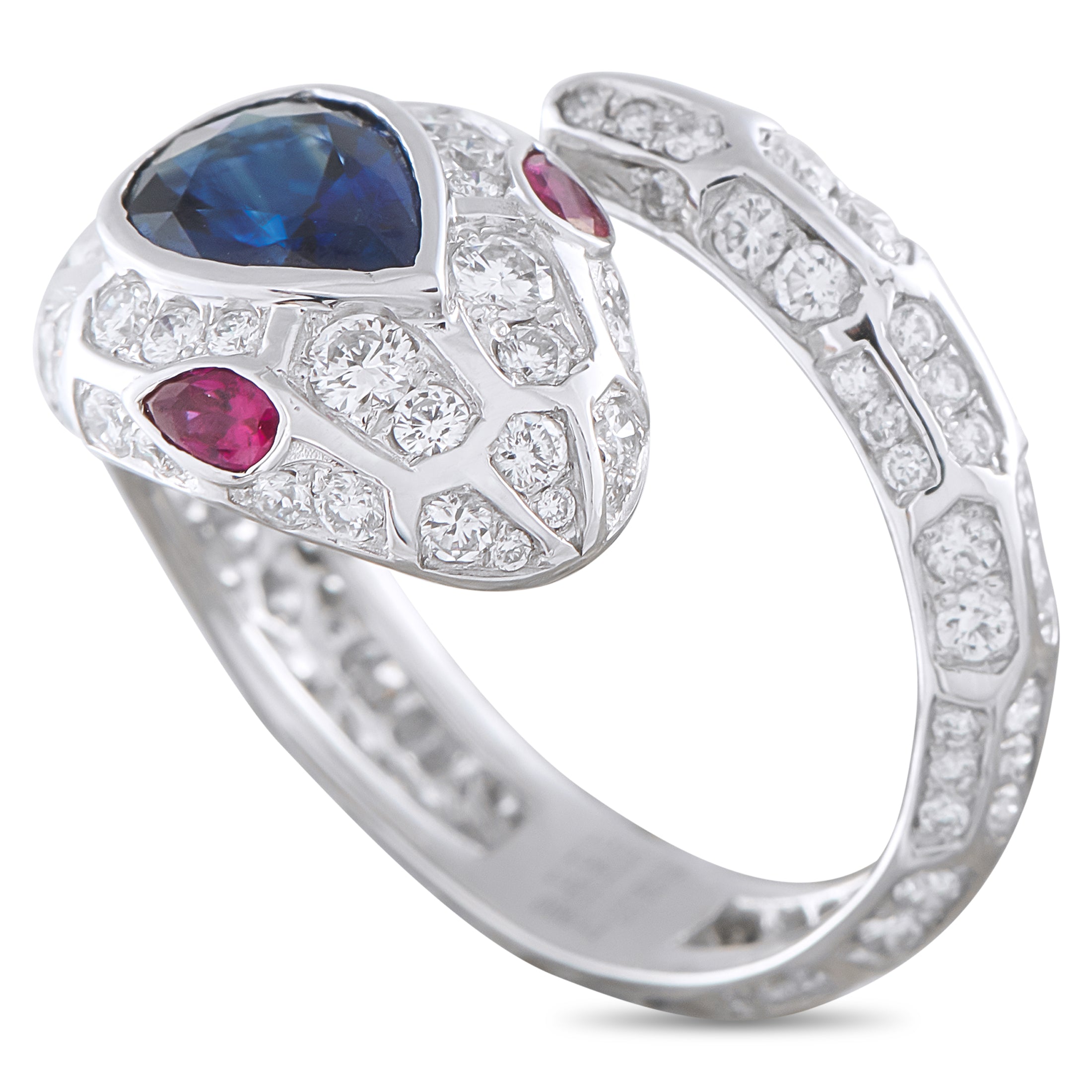LB Exclusive Platinum 0.38ct Diamond and Sapphire Snake Ring MF20-040926