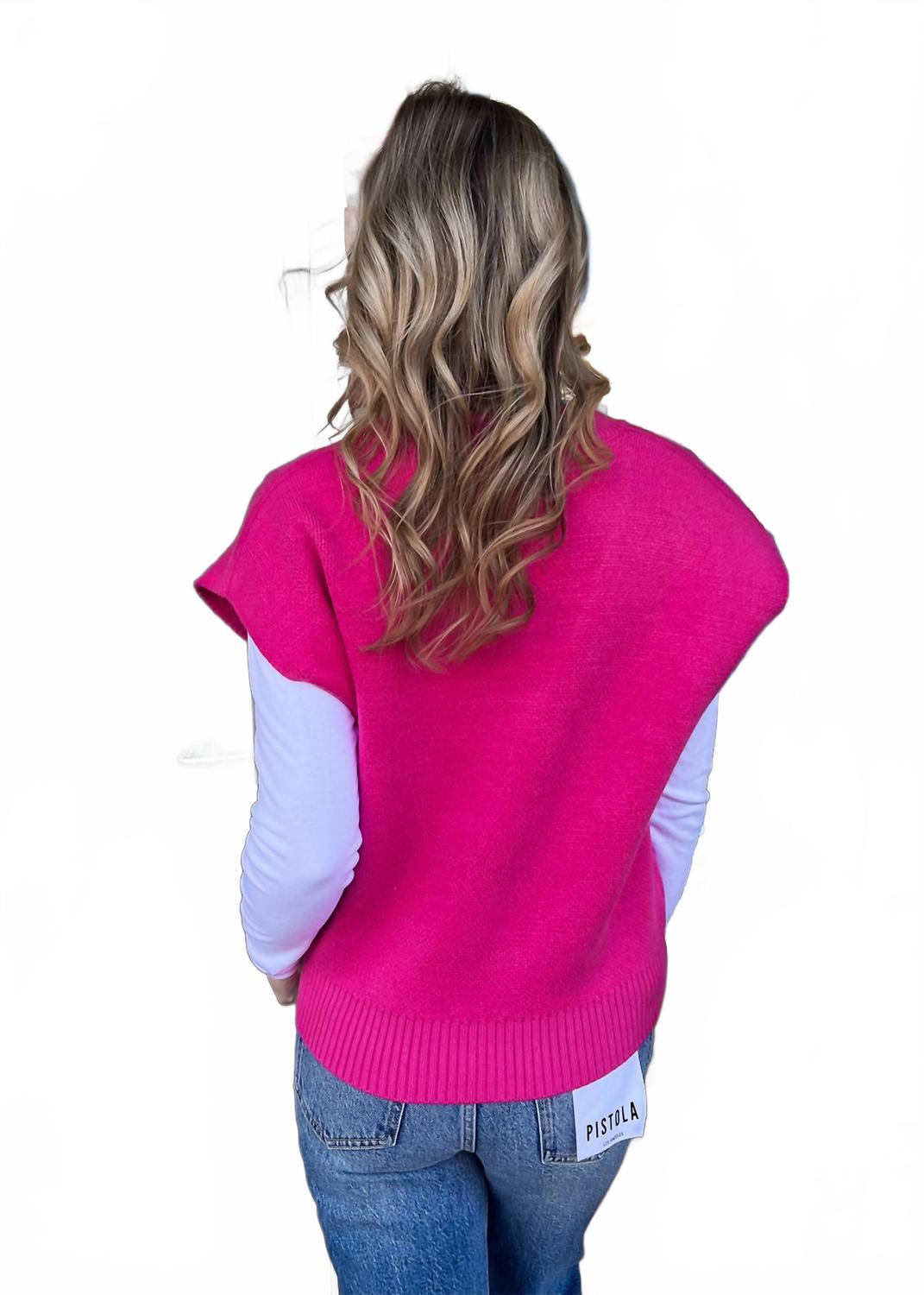 Emma Ribbed Knit Vest In Fuschia