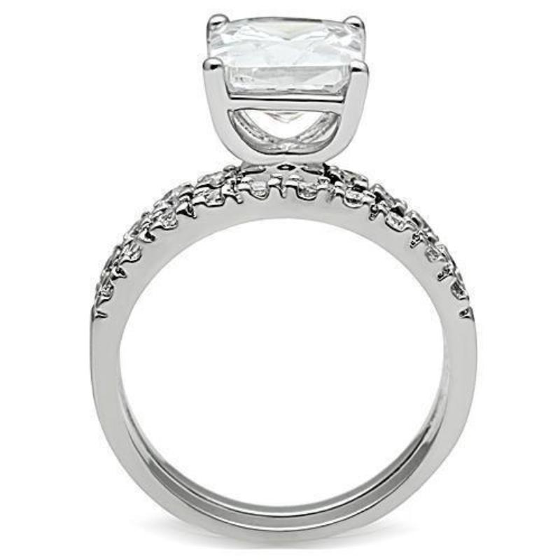 Rhodium Brass Ring with AAA Grade CZ in Clear