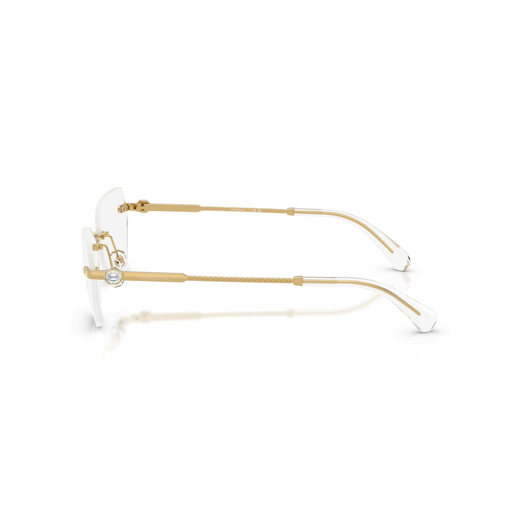 0Sk1031 Rimless Gold Metal Eyeglasses with Textured Temples