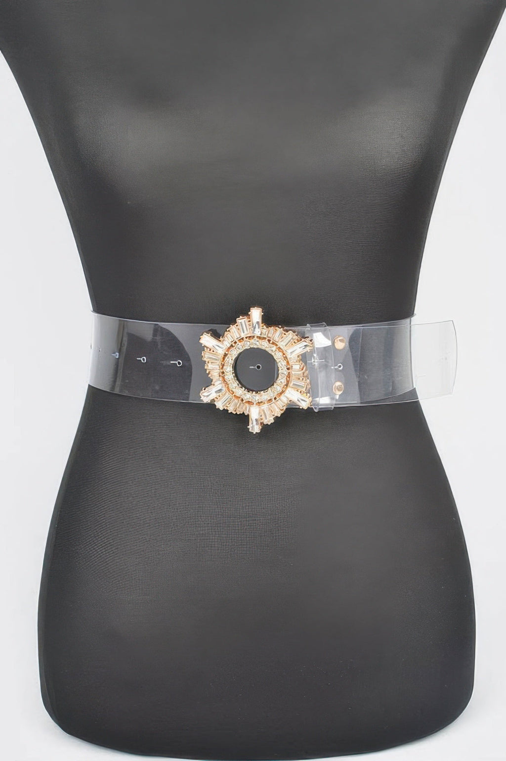 Modern Clear Belt with Crystal Stone Buckle Design