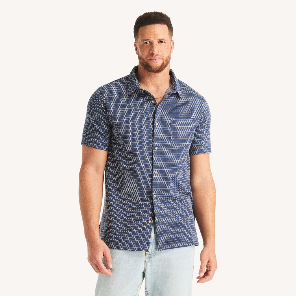 Nautica Big & Tall Classic Fit Printed Button-Front Polo