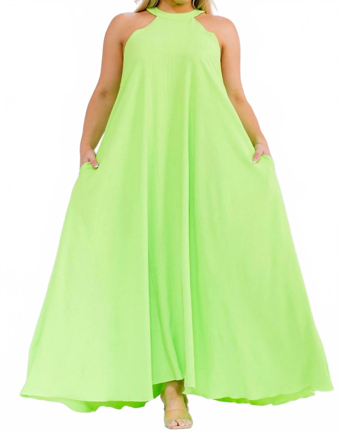 Flowy Maxi Dress In Lime