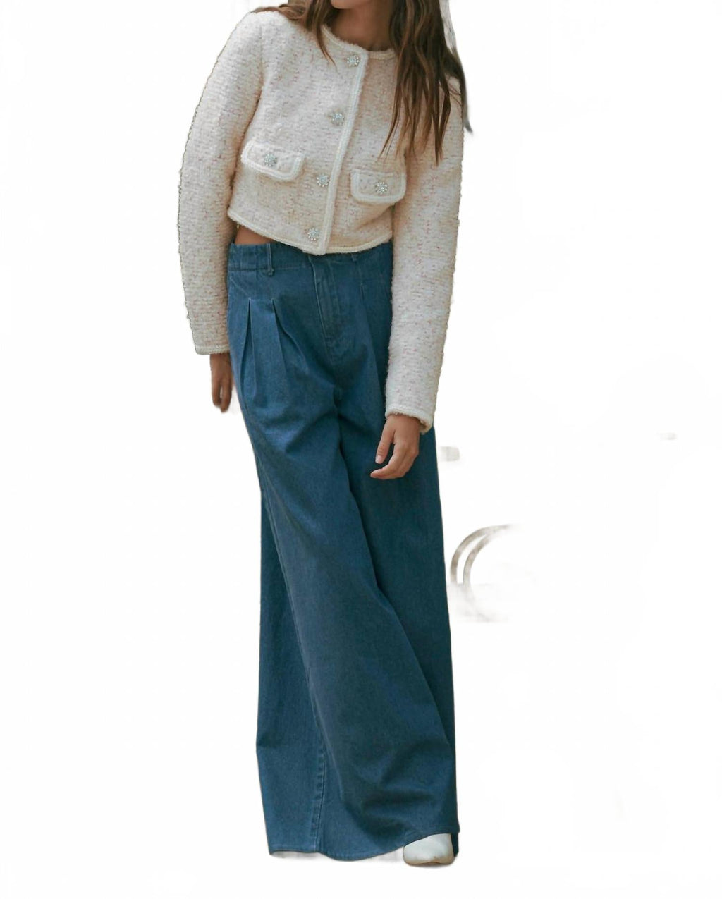 Wide Leg Denim Pants In Indigo