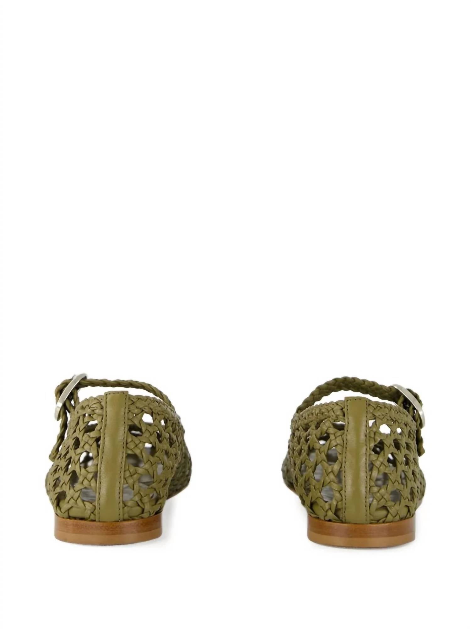 Women's Woven Mary Jane Shoes In Khaki