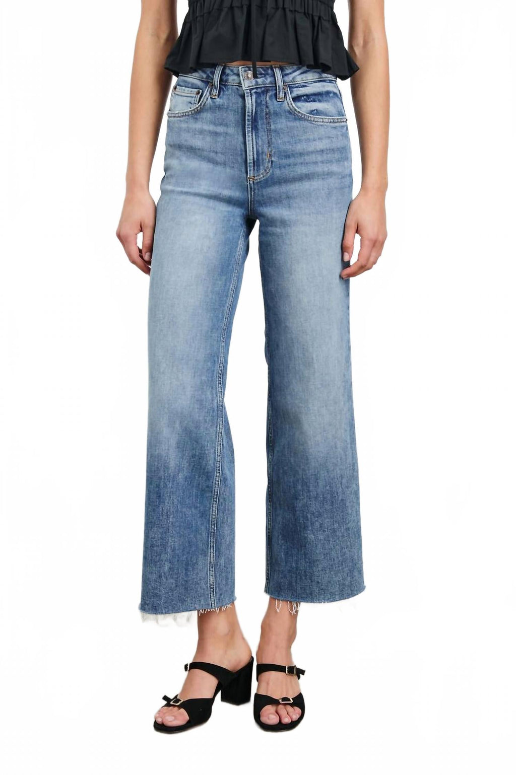Getty Crop Wide Leg Jean In Tradewind