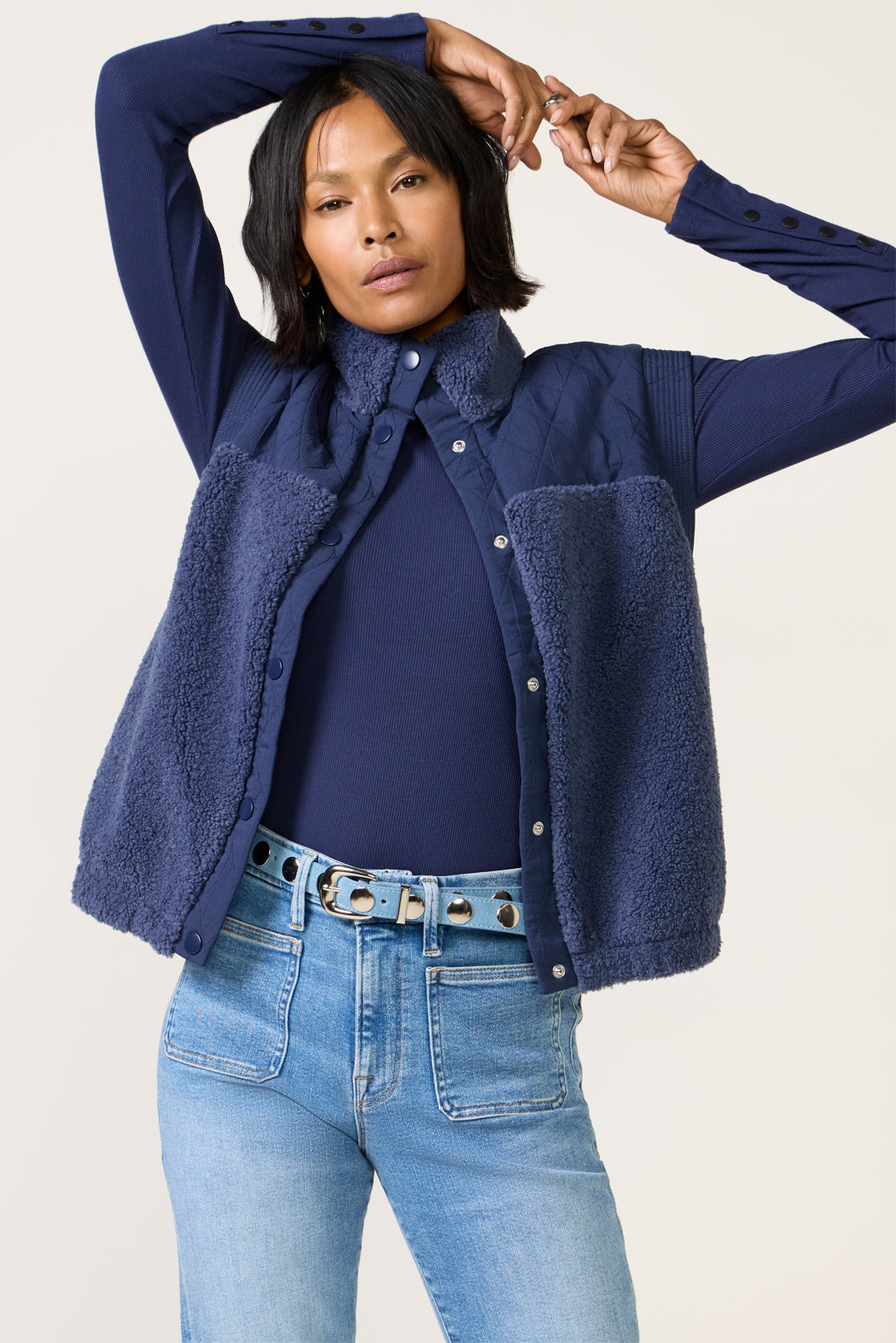 Women's Rilo Ribbed Snap Long Sleeve Top