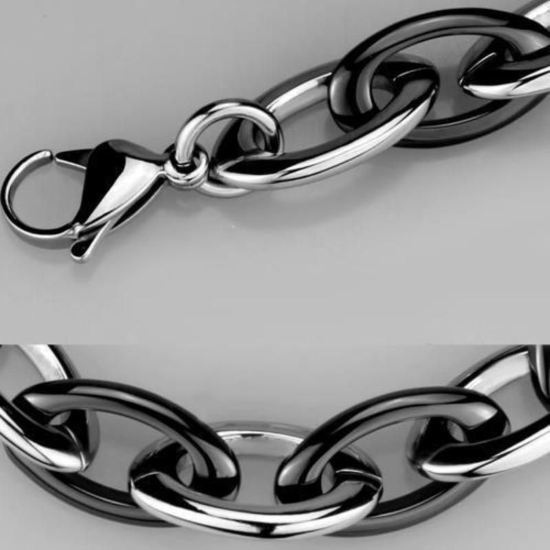 High polished (no plating) Stainless Steel Bracelet with Ceramic in Jet