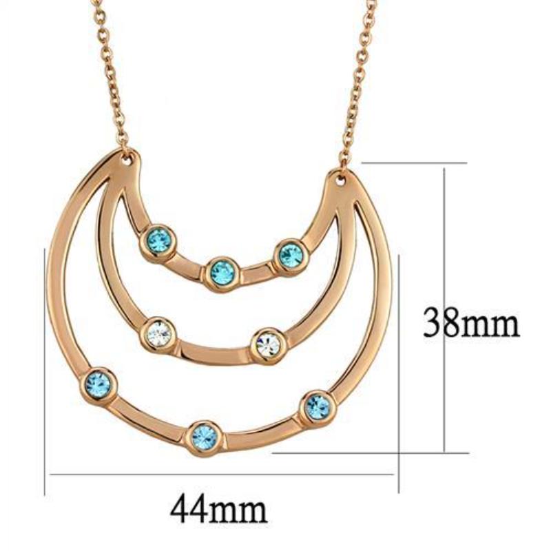 IP Rose Gold(Ion Plating) Stainless Steel Necklace with Top Grade Crystal in Multi Color