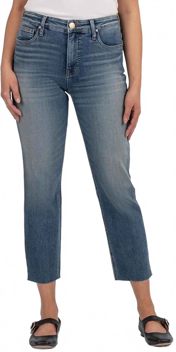Rachael High Rise Fab Ab Mom Raw Hem Jeans In Braveness