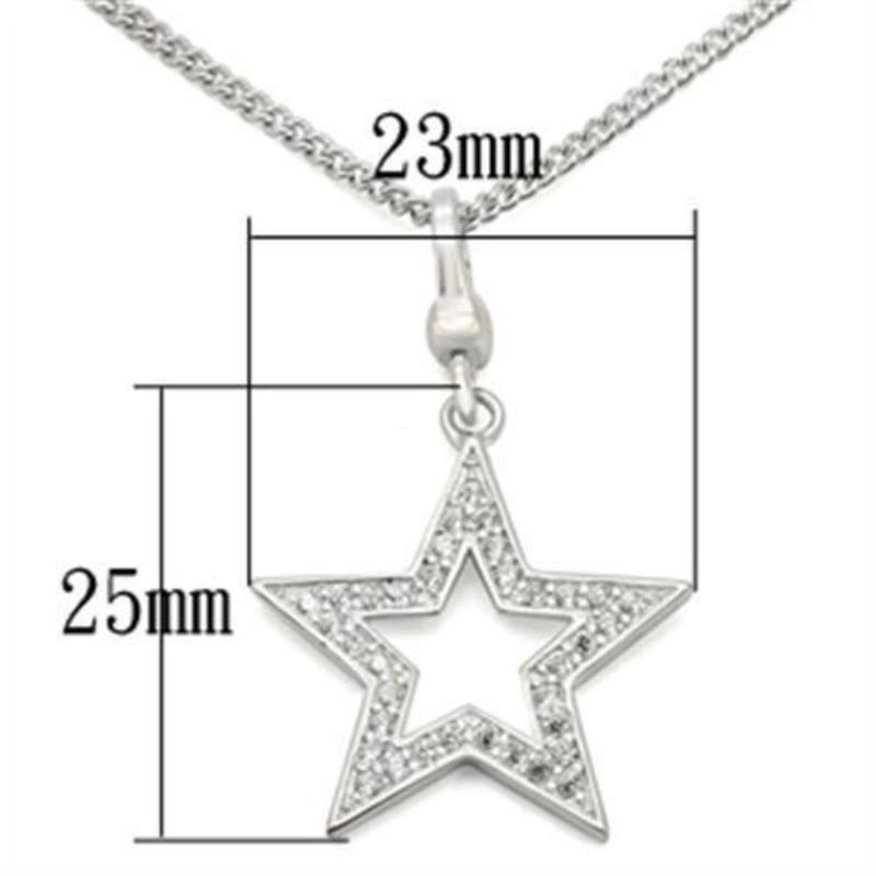 Silver 925 Sterling Silver Chain Pendant with AAA Grade CZ in Clear