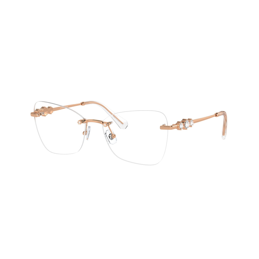 Rimless Eyeglasses With Gold-Toned Metal Temples And Crystal Embellishments
