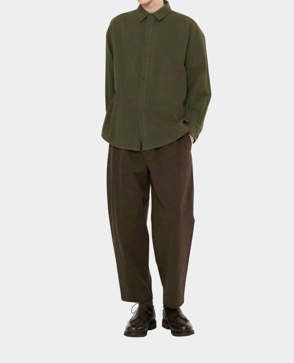 Signature Elastic Pull-Up Trousers In Taupe Brown