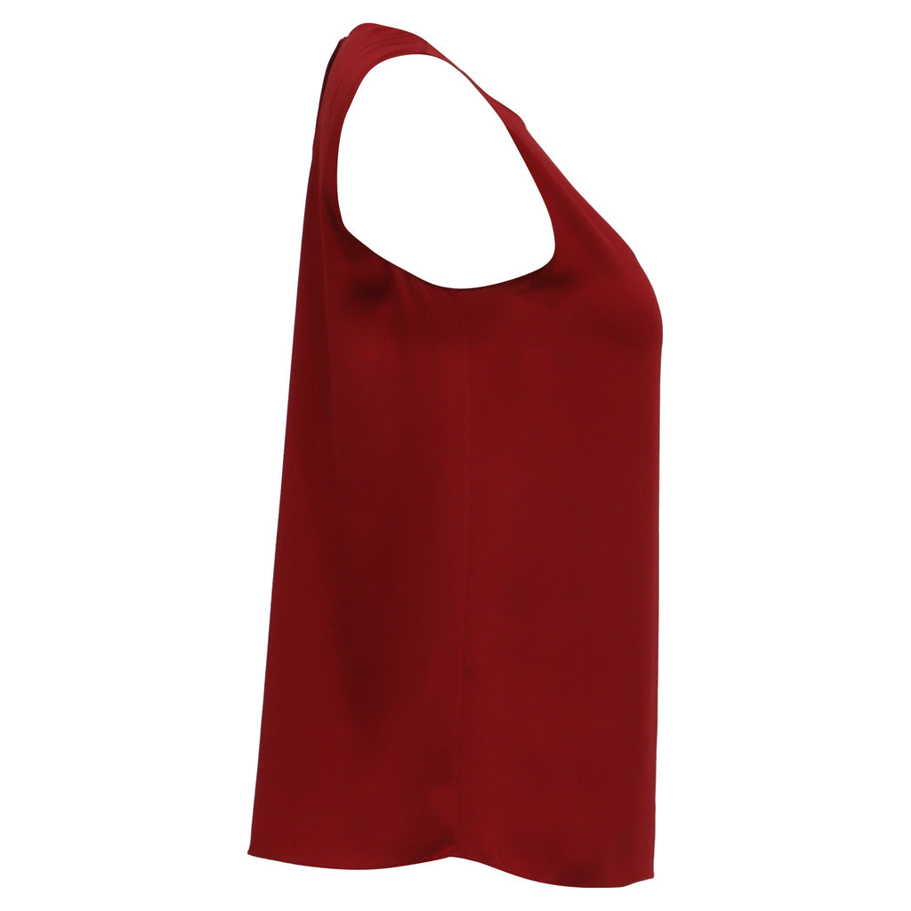 Theory Sleeveless Tank Top in Burgundy Silk