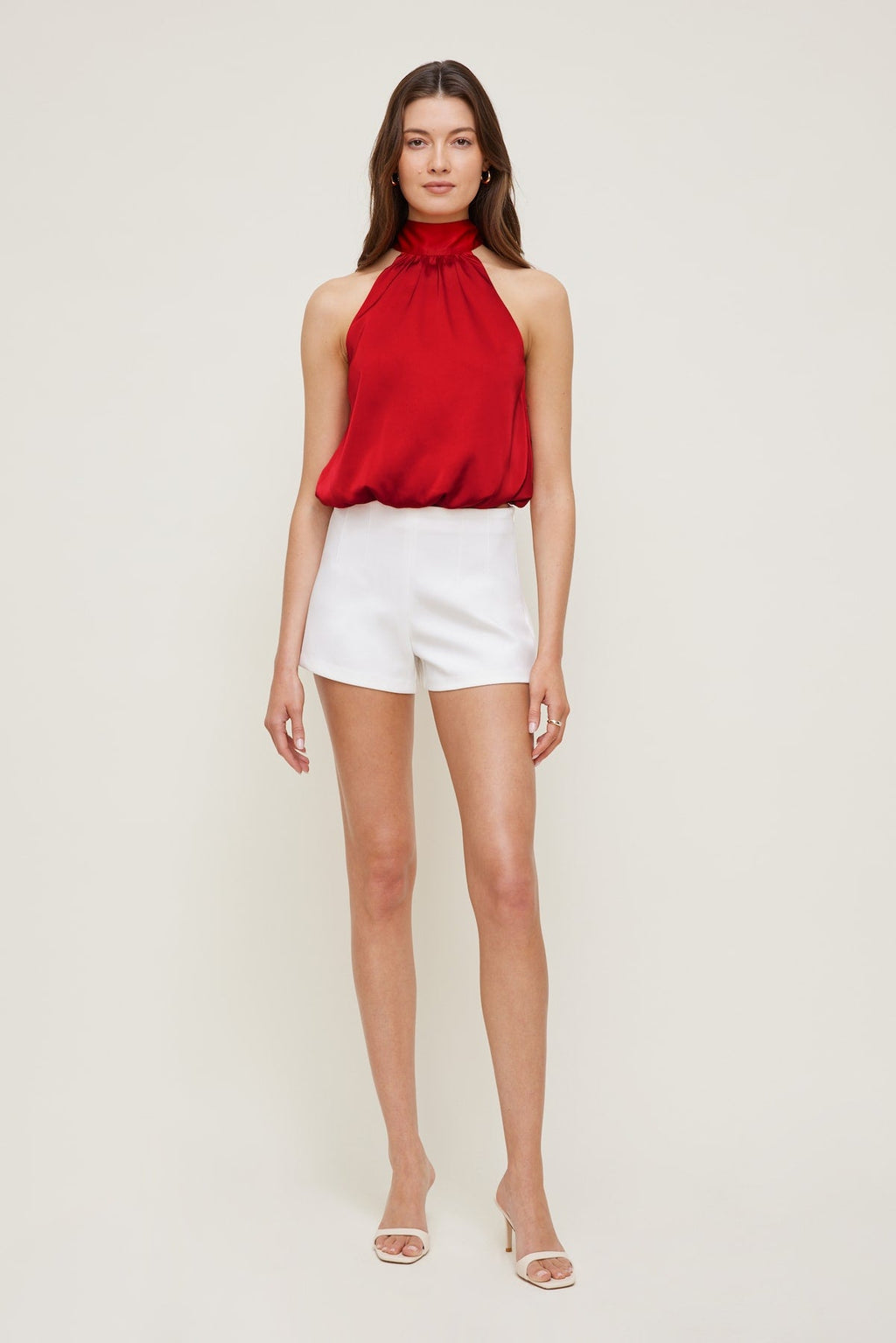 Paloma Bubble Satin Halter Blouse