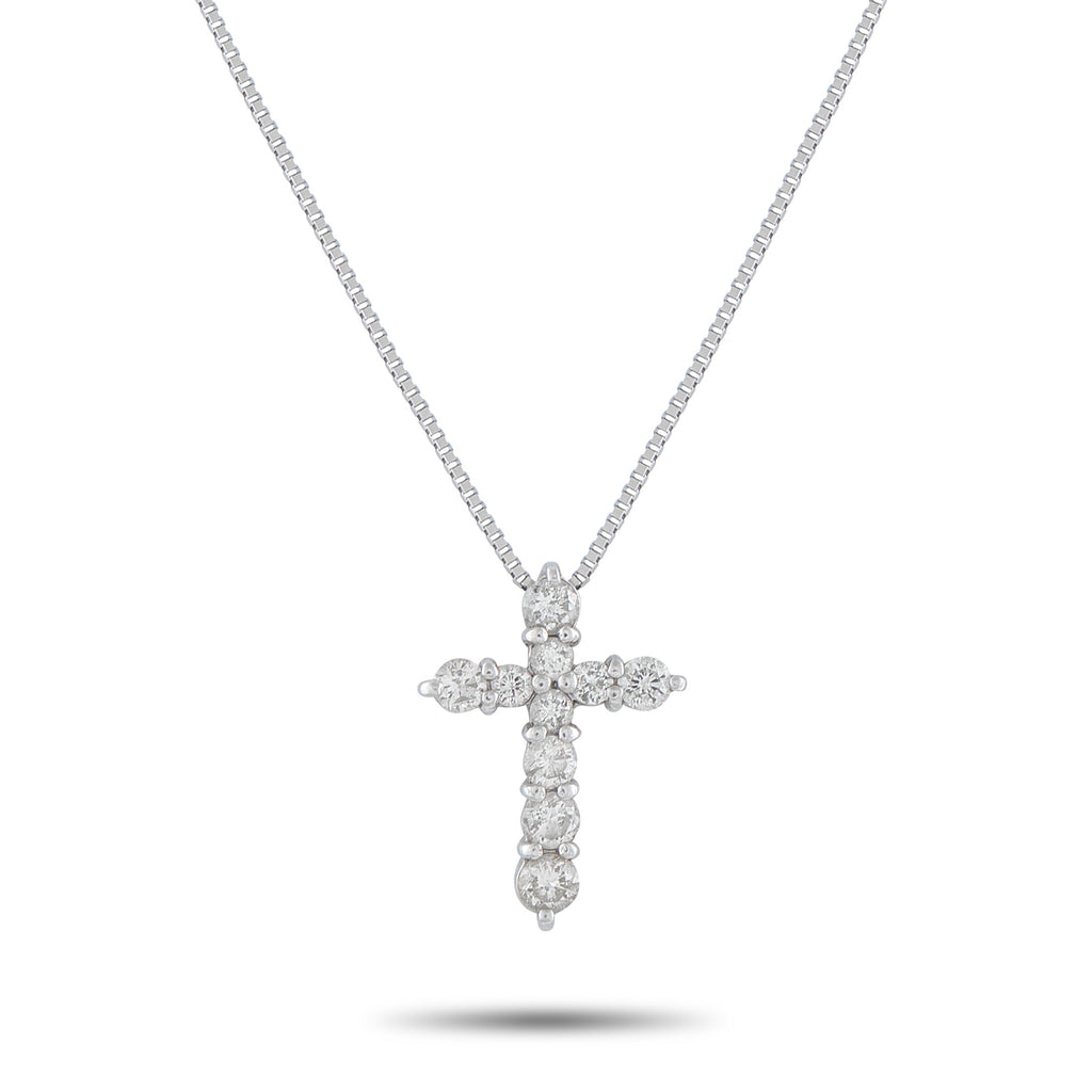 LB Exclusive Platinum 0.51ct Diamond Cross Pendant Necklace MF24-041426