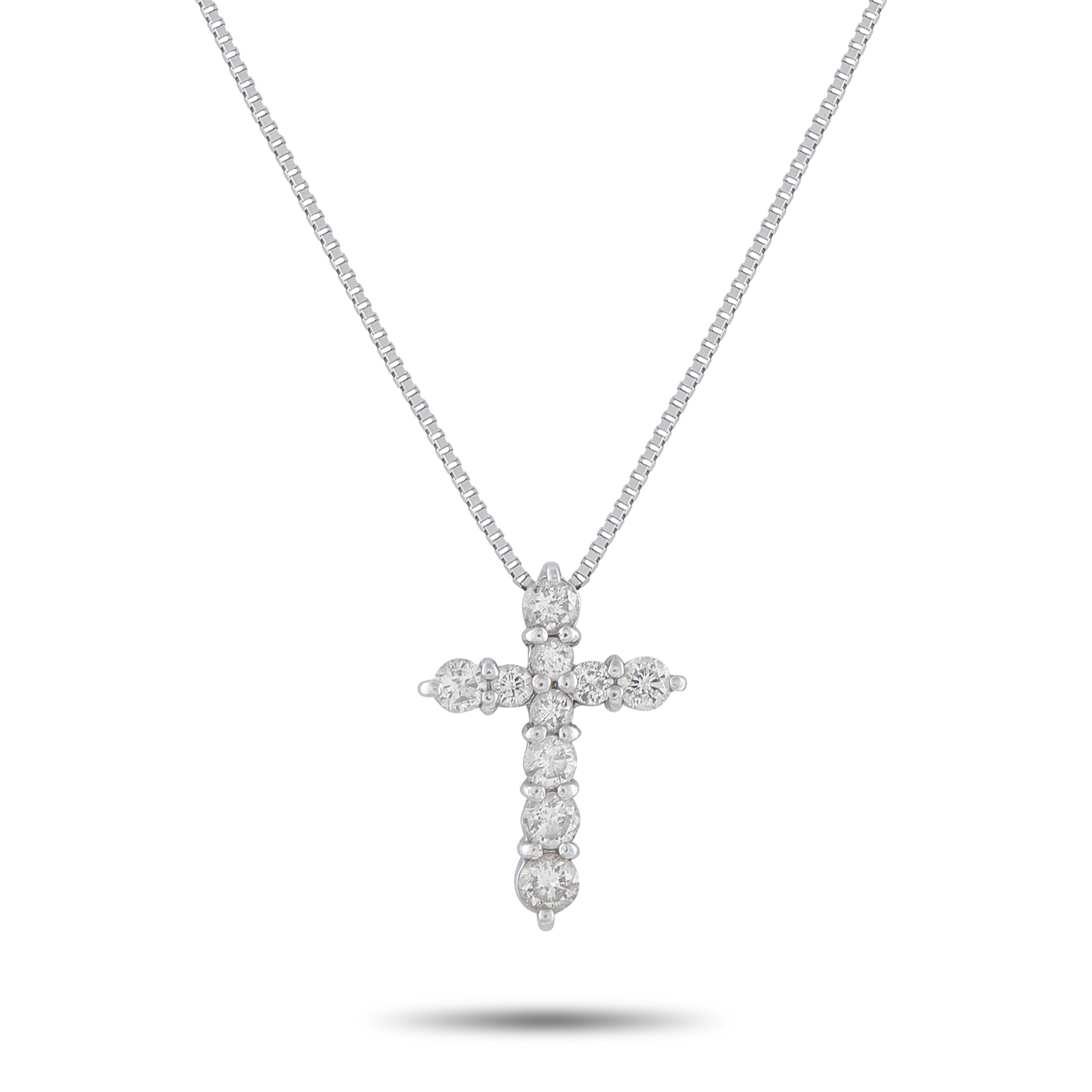 LB Exclusive Platinum 0.51ct Diamond Cross Pendant Necklace MF24-041426