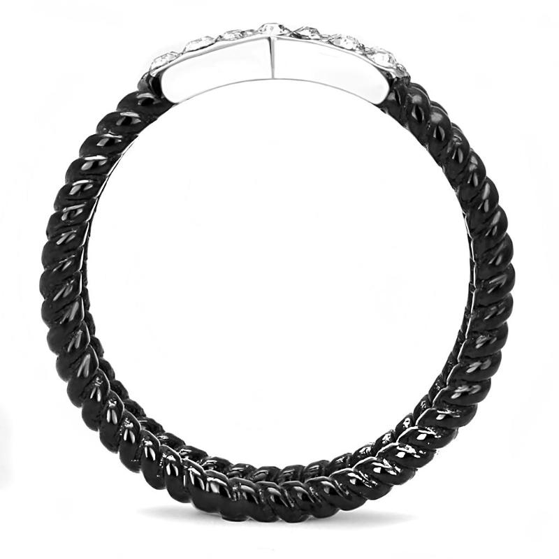 Two-Tone IP Black (Ion Plating) Stainless Steel Ring with Top Grade Crystal in Clear