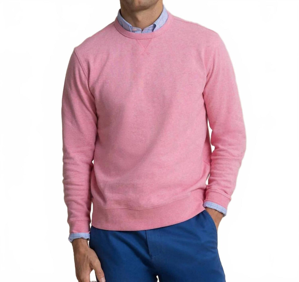 Upper Deck Crew Sweater In Heather Sea Pink